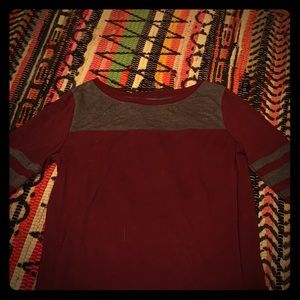 Maroon and Grey Quarter sleeve Shirt